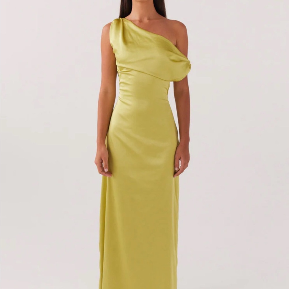 Peppermayo- Heart Of Glass Satin Maxi Dress - Chartreuse